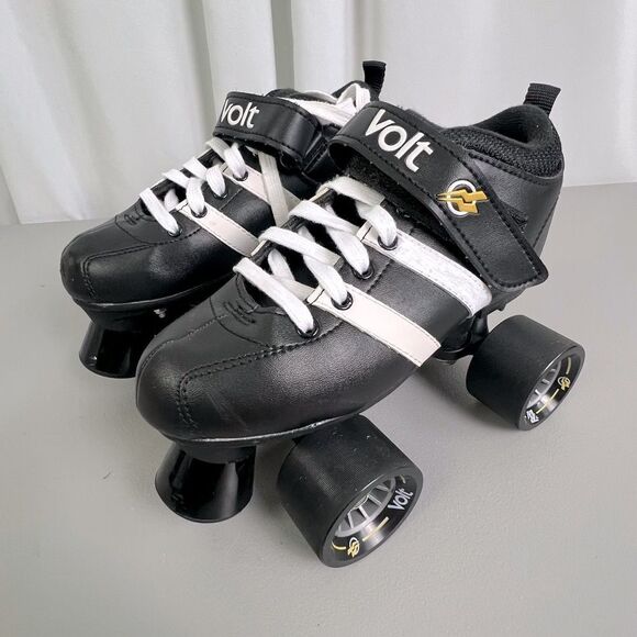 RIEDELL VOLT MENS LOW CUT ROLLER SKATES SIZE 4 BLACK WITH WHITE STRIPES - Picture 3 of 12